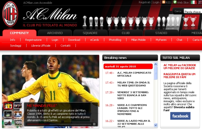 Site Milan - Contratação Robinho